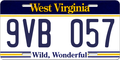 WV license plate 9VB057