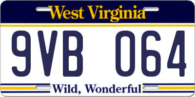 WV license plate 9VB064