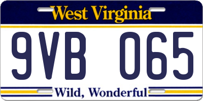 WV license plate 9VB065