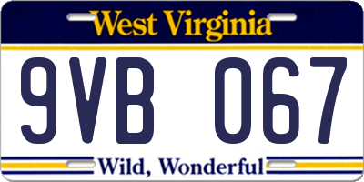WV license plate 9VB067
