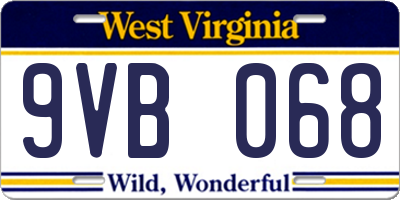 WV license plate 9VB068