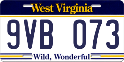 WV license plate 9VB073