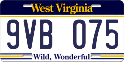 WV license plate 9VB075