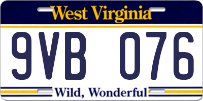 WV license plate 9VB076