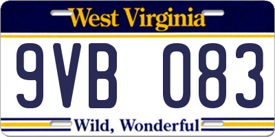 WV license plate 9VB083