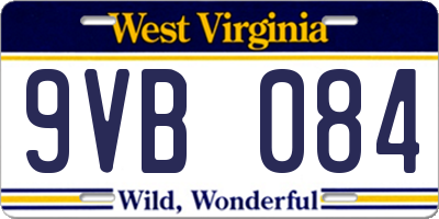 WV license plate 9VB084