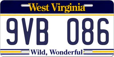 WV license plate 9VB086