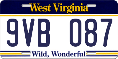 WV license plate 9VB087