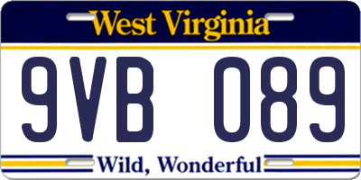 WV license plate 9VB089