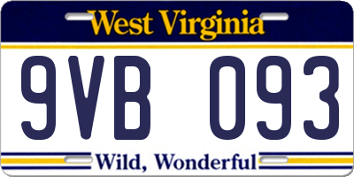 WV license plate 9VB093
