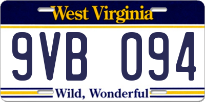 WV license plate 9VB094