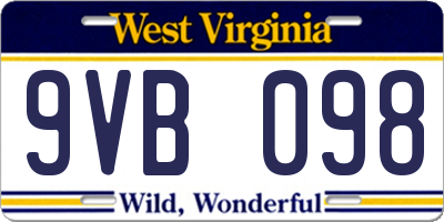 WV license plate 9VB098