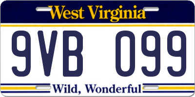 WV license plate 9VB099