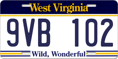 WV license plate 9VB102
