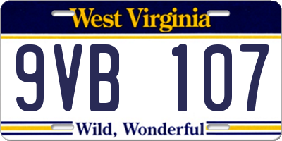 WV license plate 9VB107