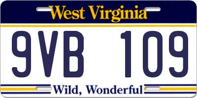 WV license plate 9VB109