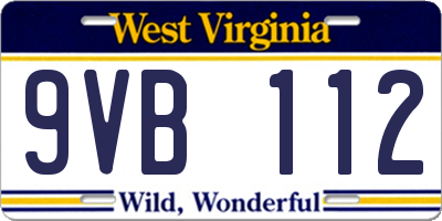 WV license plate 9VB112
