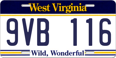 WV license plate 9VB116