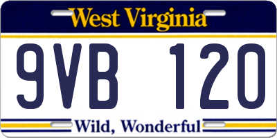WV license plate 9VB120