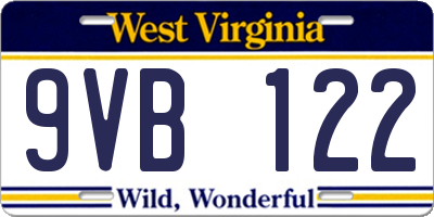 WV license plate 9VB122
