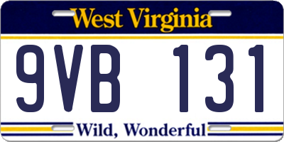 WV license plate 9VB131