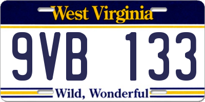 WV license plate 9VB133