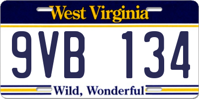 WV license plate 9VB134