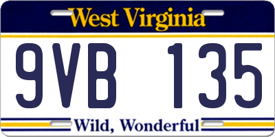 WV license plate 9VB135