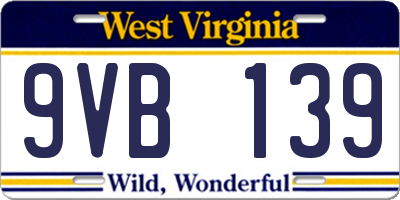 WV license plate 9VB139
