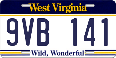 WV license plate 9VB141
