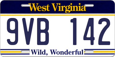 WV license plate 9VB142
