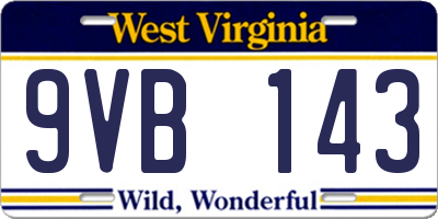 WV license plate 9VB143