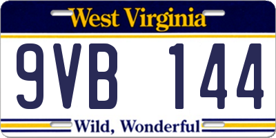 WV license plate 9VB144