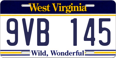 WV license plate 9VB145