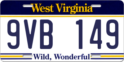 WV license plate 9VB149