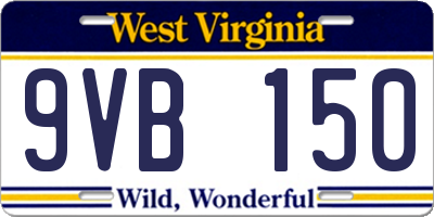 WV license plate 9VB150
