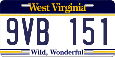 WV license plate 9VB151