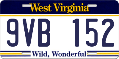 WV license plate 9VB152