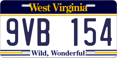 WV license plate 9VB154