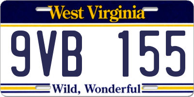 WV license plate 9VB155