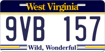WV license plate 9VB157