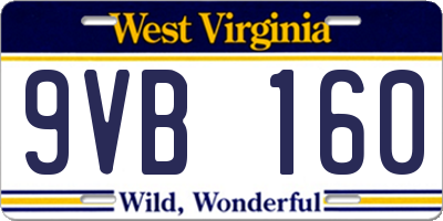 WV license plate 9VB160