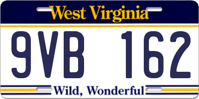 WV license plate 9VB162