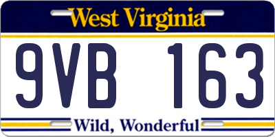 WV license plate 9VB163