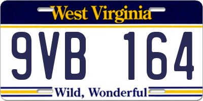 WV license plate 9VB164