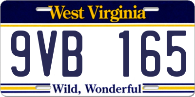 WV license plate 9VB165