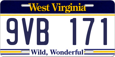 WV license plate 9VB171