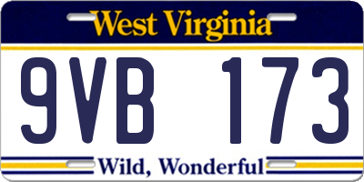 WV license plate 9VB173