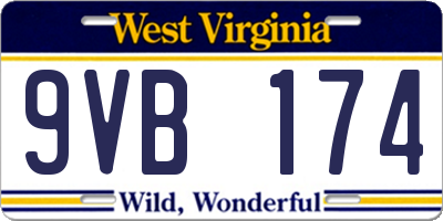 WV license plate 9VB174
