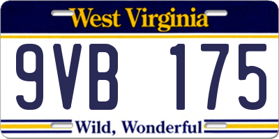 WV license plate 9VB175
